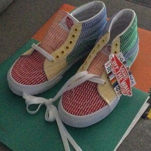 Brand New Vans SK8-Mid Pride Multi & White Skate Shoes